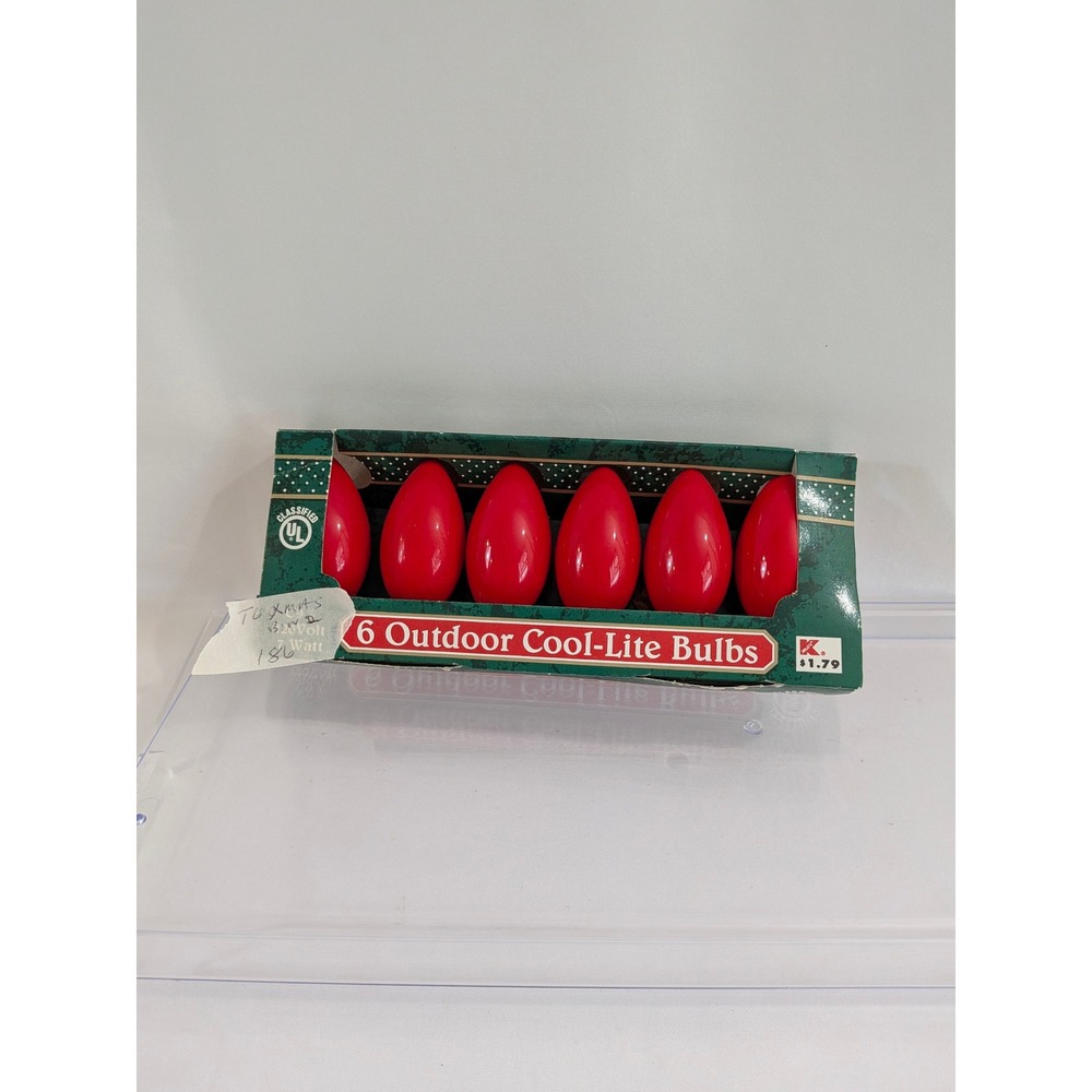 Vintage Kmart 6 Outdoor Cool-Lite Bulbs Red C9 Christmas Lights New in Box